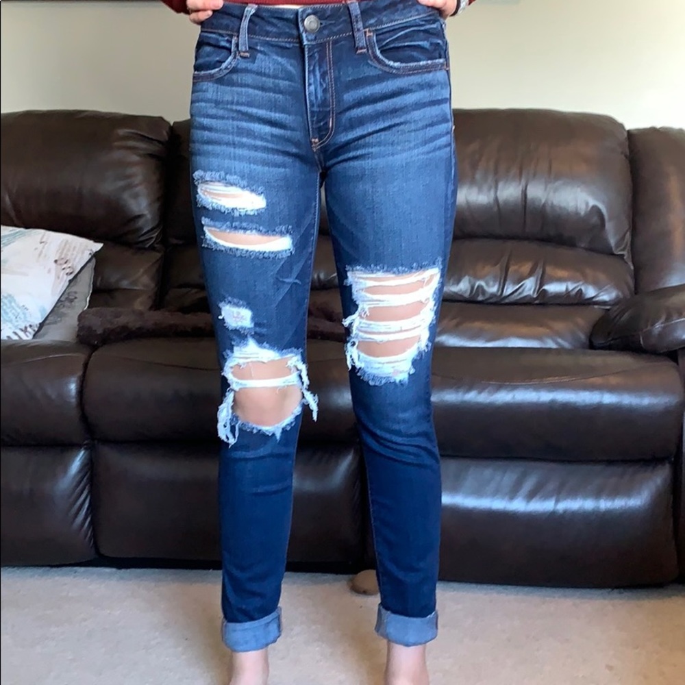 Dark American eagle ripped jeans